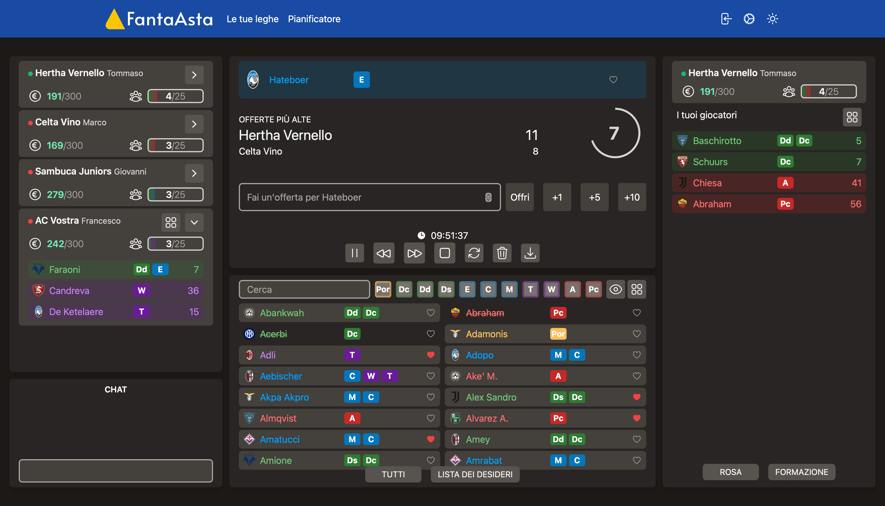 Screenshot della modalità notturna
