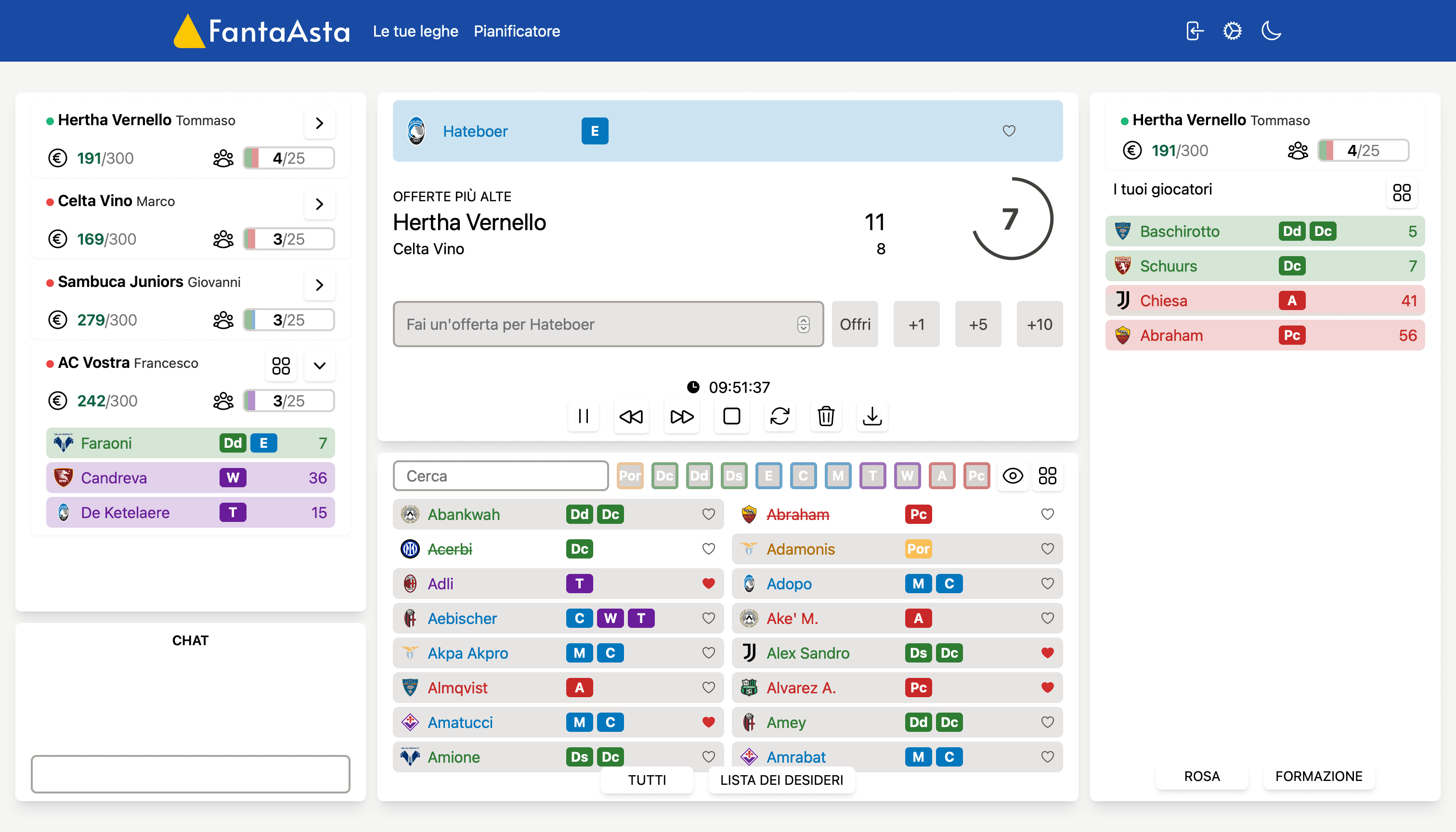 Screenshot dell'interfaccia